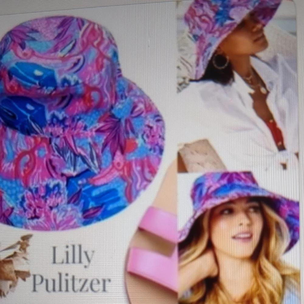 Lilly Pulitzer NWOT Sun Hat Ruby Red Wild Times - Picture 3 of 7